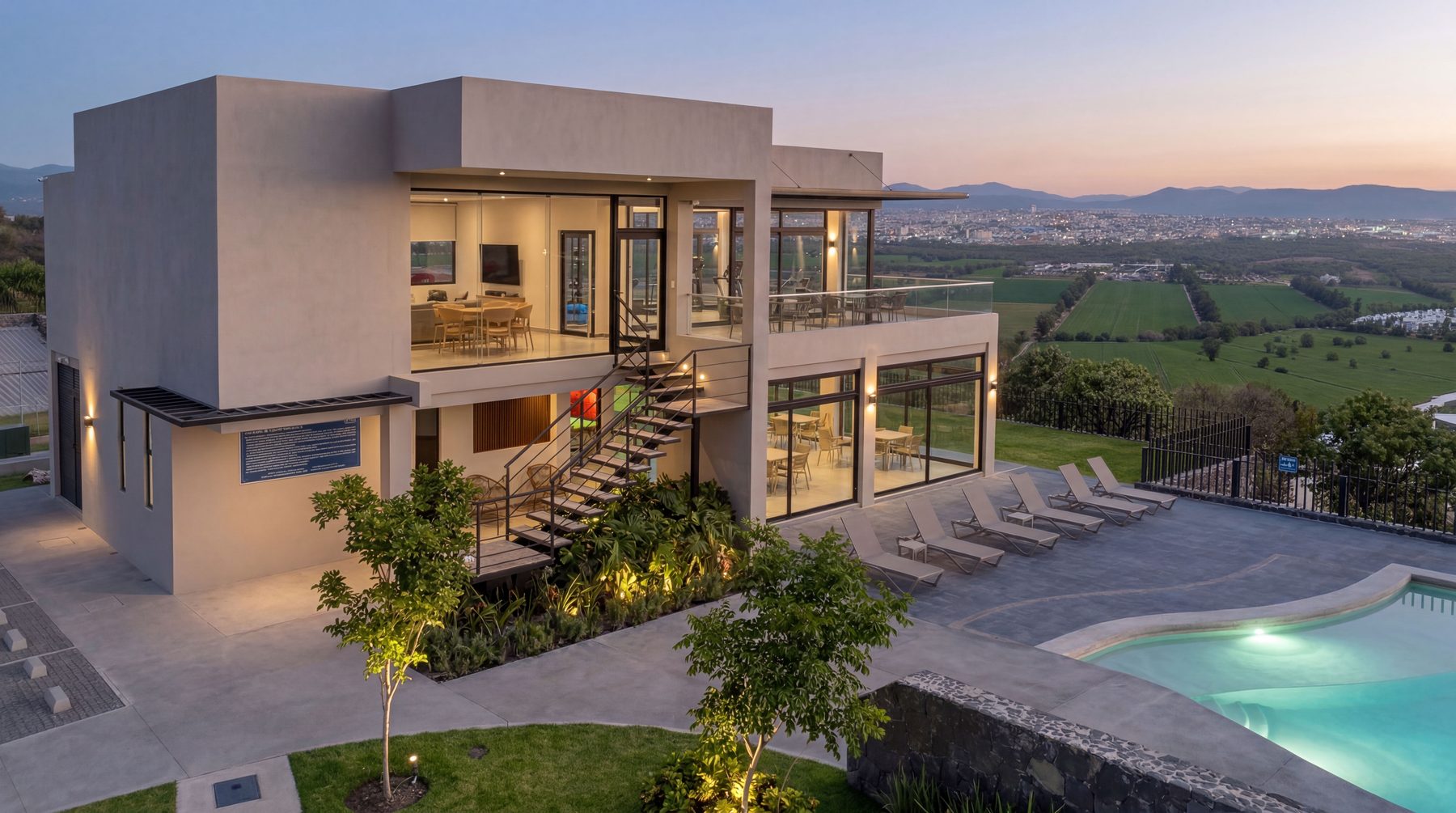Casa club · atardecer